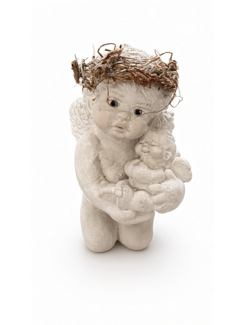 Kristine 1994 Cast Art Angel Cherub Holding Baby Figurine 5” Signed Vintage